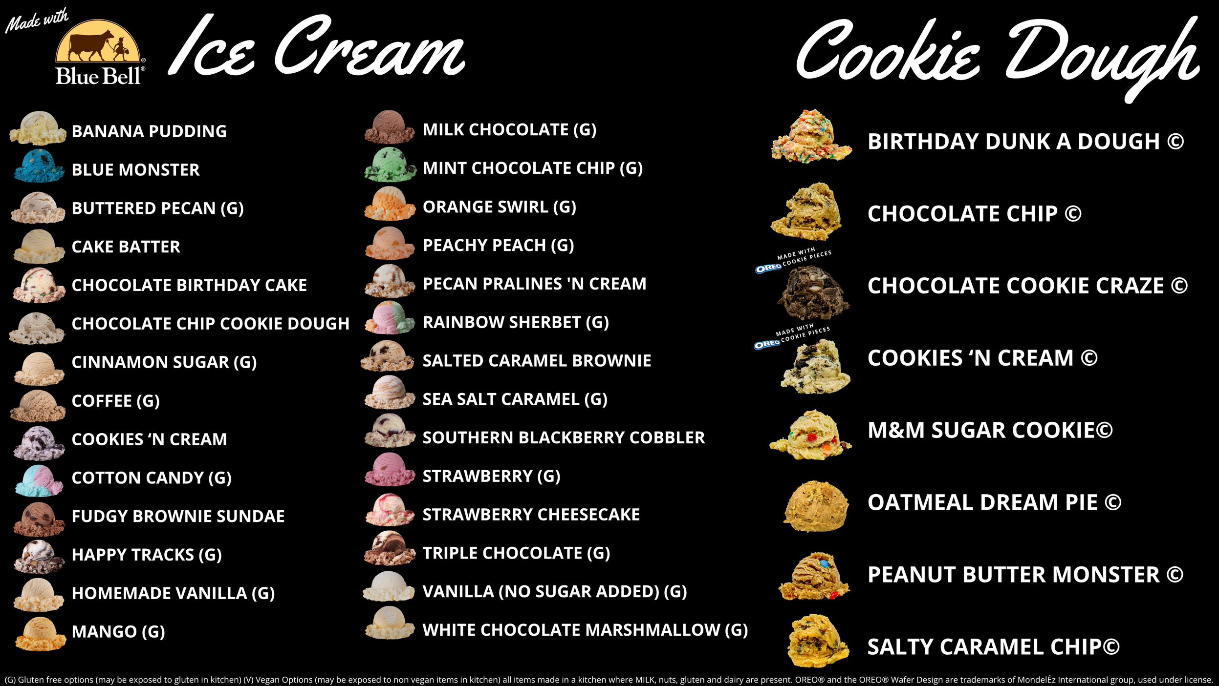 Ice Cream and Cookie Dough Flavors