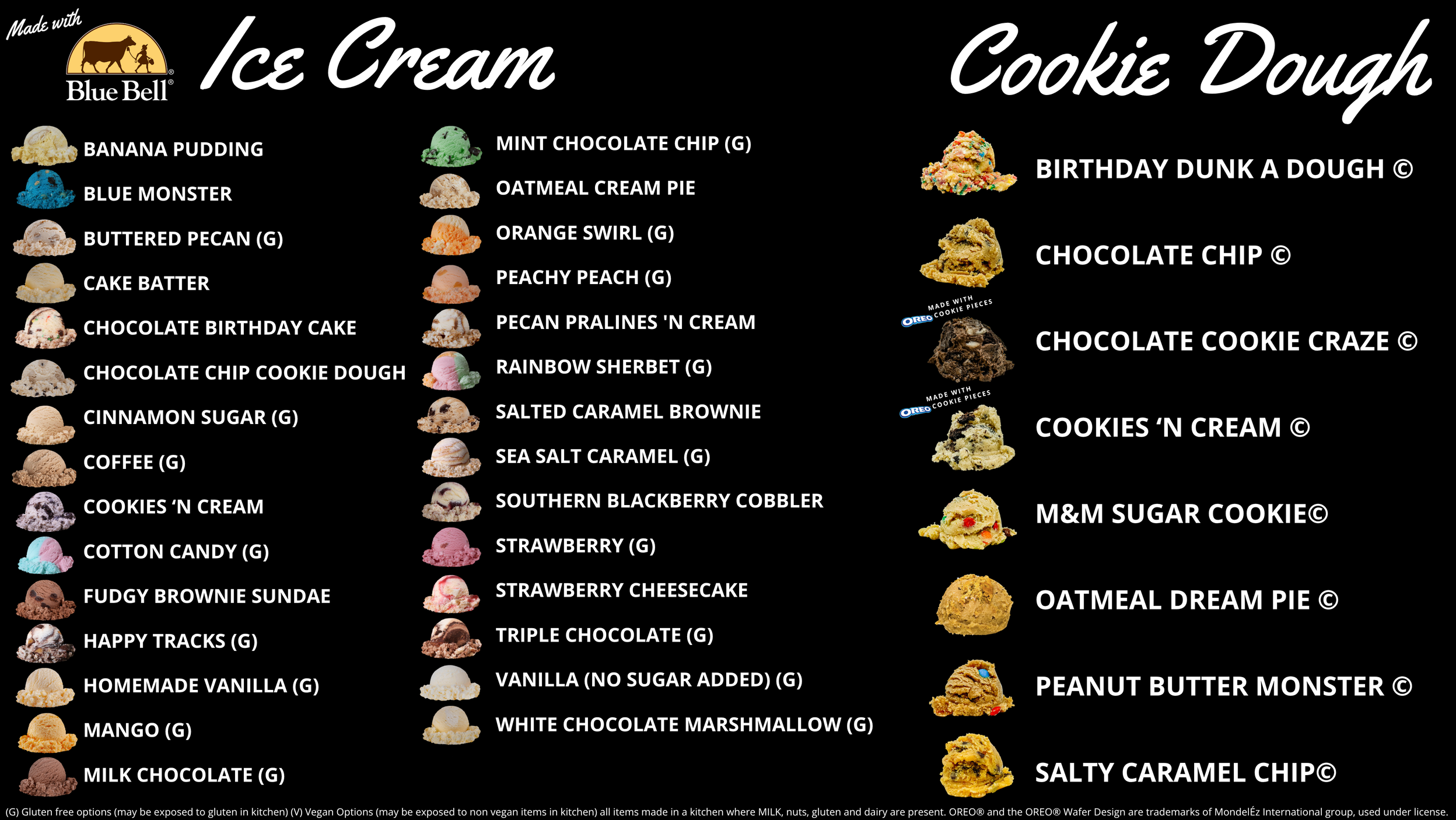 Ice Cream & Cookie Dough Flavors