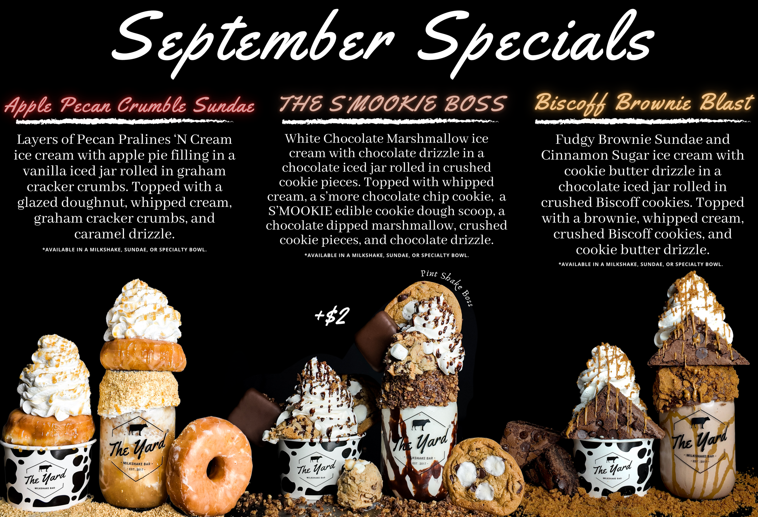 Branson Menu — The Yard Milkshake Bar - As seen on Shark Tank