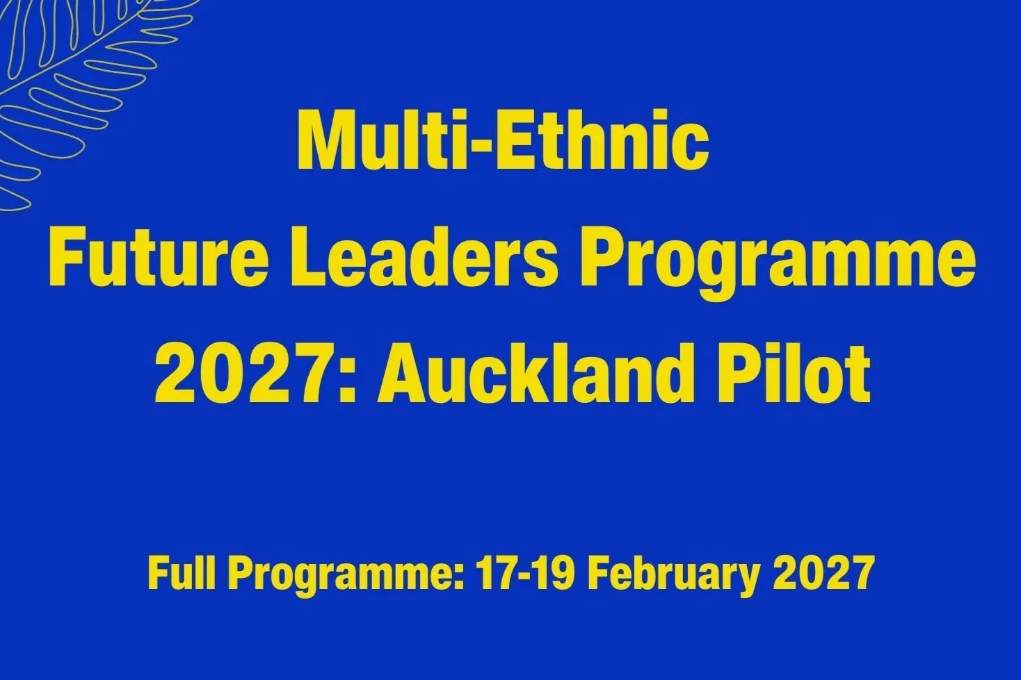 Multi-Ethnic Future Leaders Programme 2027: Auckland Pilot