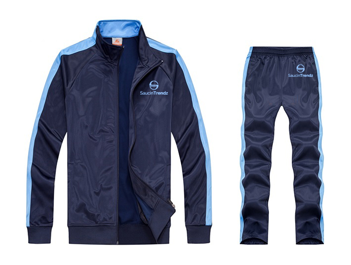 blue tracksuit with white stripes