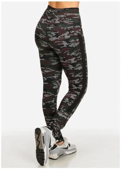 Camouflage Leggings with Black Stripe 