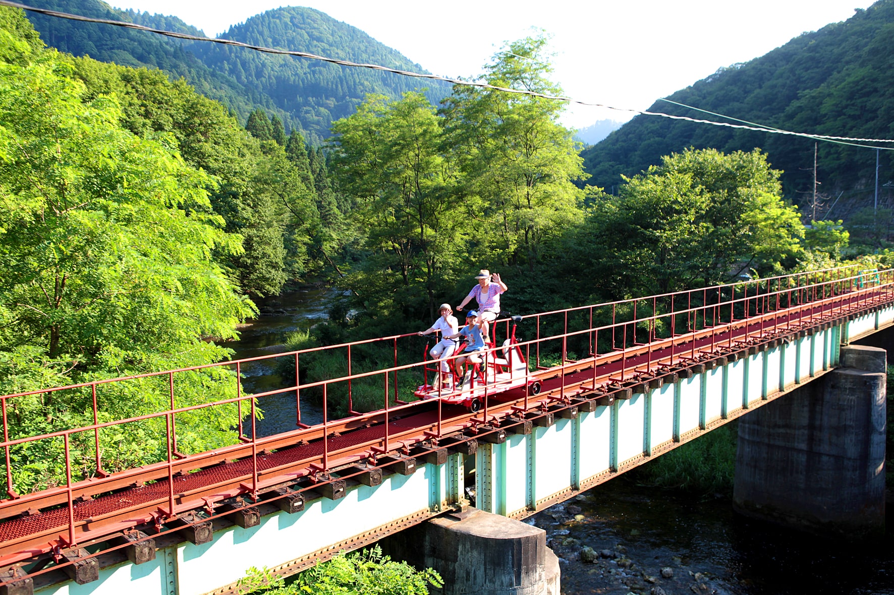 Rail park ride with Summery scenery