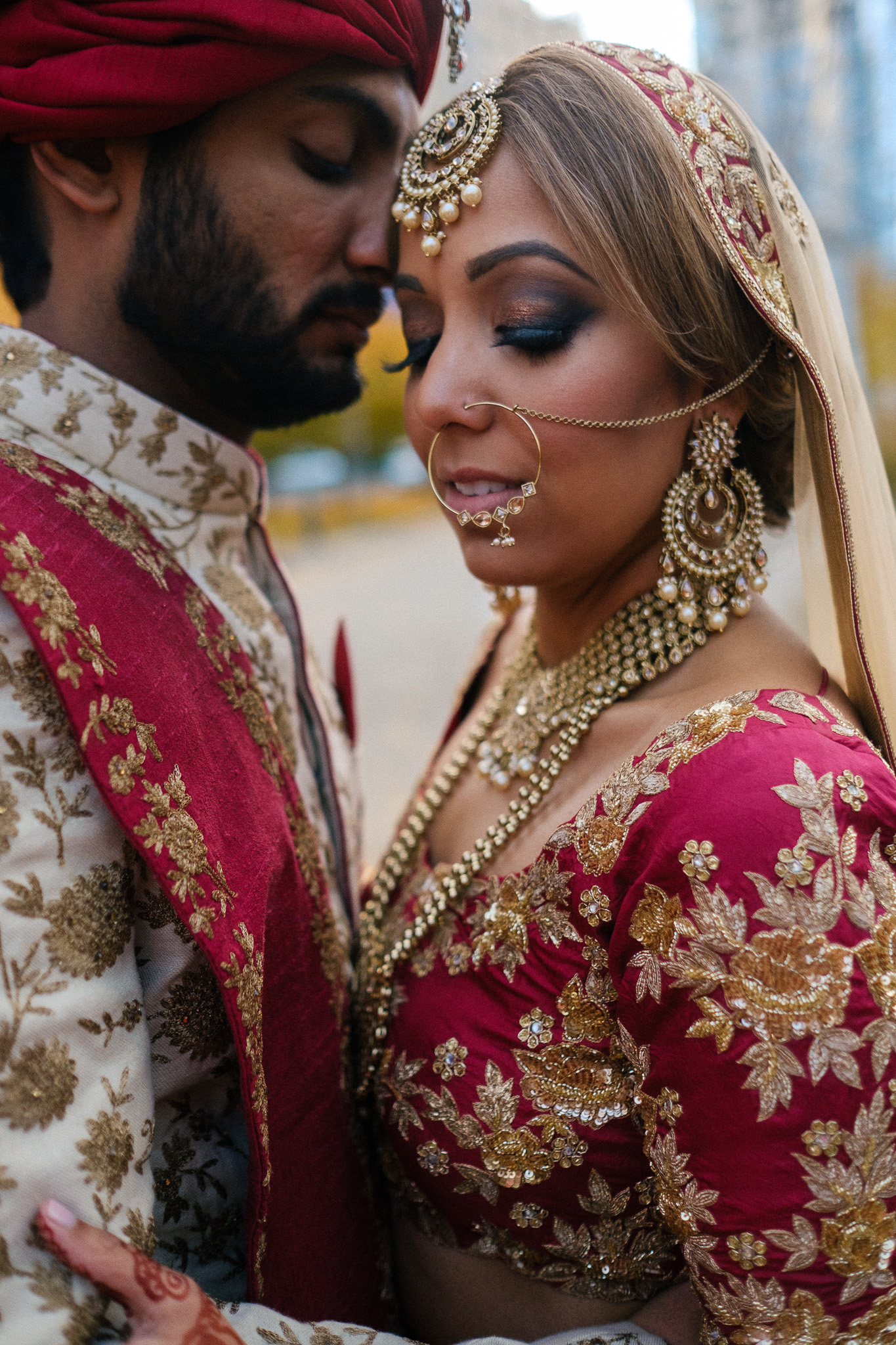 couple portraits in downtown charlotte for a destination indian wedding