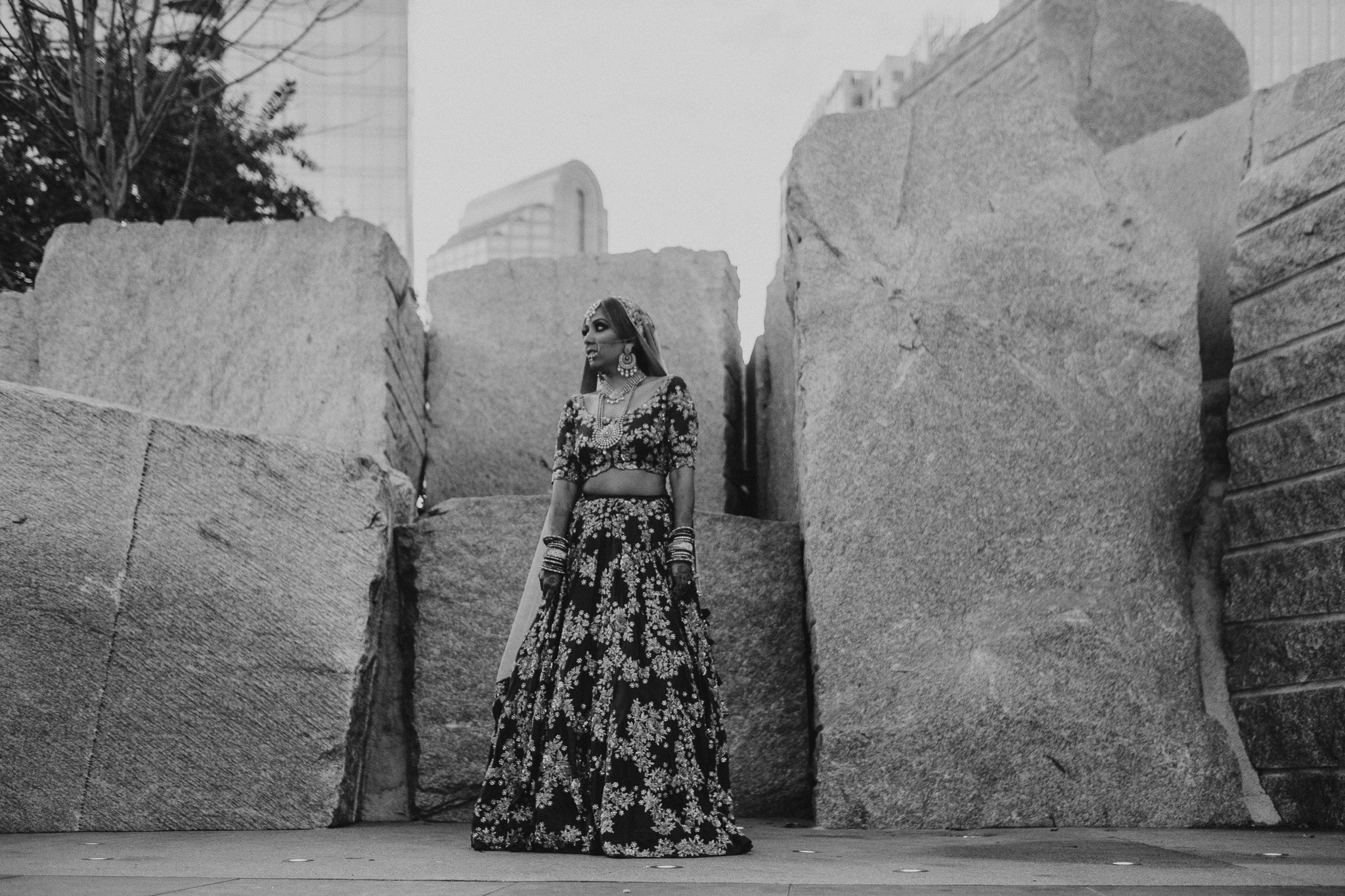 couple portraits in downtown charlotte for a destination indian wedding