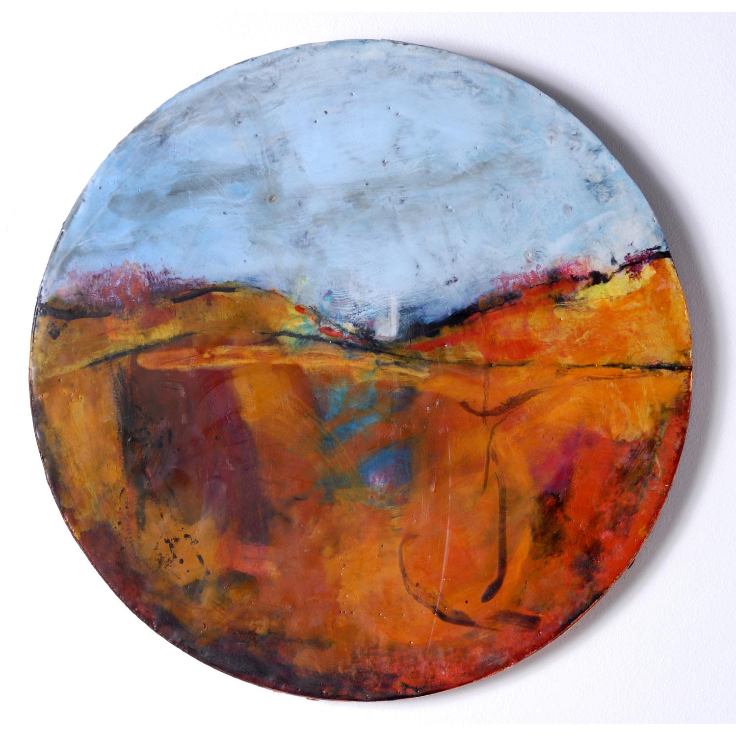 Rousillon Encaustic and mixed media on tondo panel SOLD