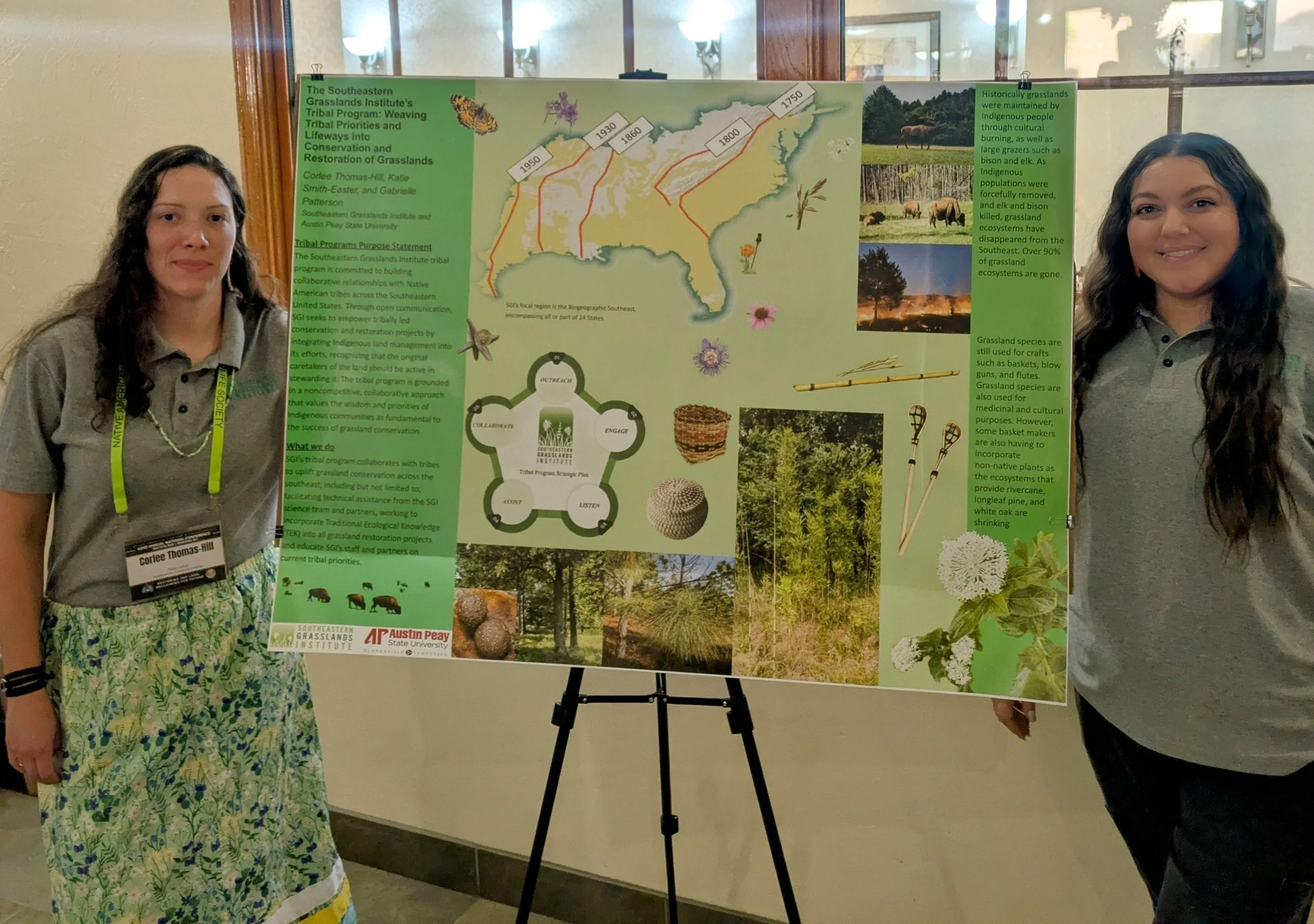 Tribal Liaisons Corlee and Katie presenting their poster at the Native American Fish and Wildlife Society national conference