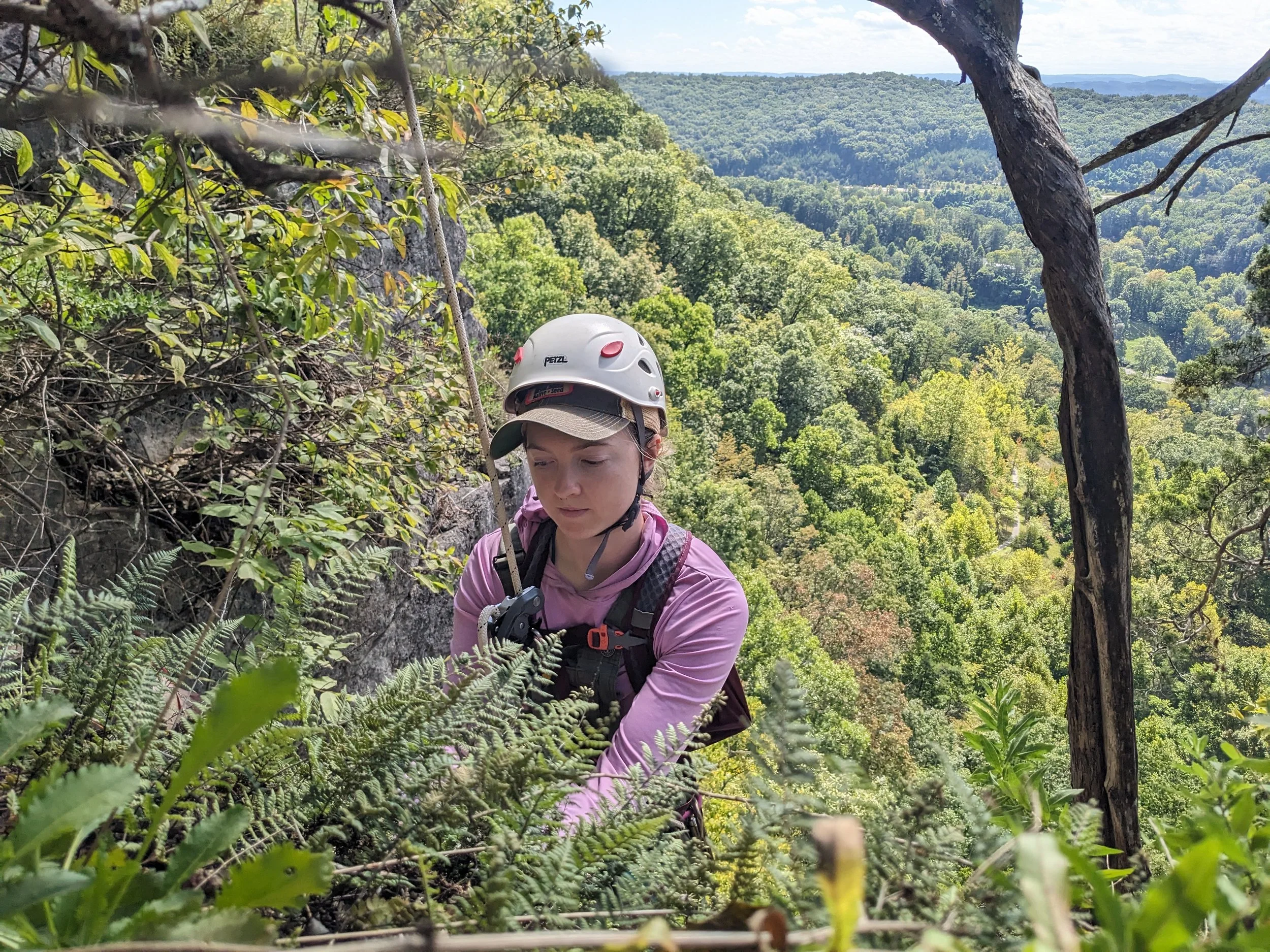 Alaina Krakowiak with Alabama lip fern (Myriopteria alabamensis)