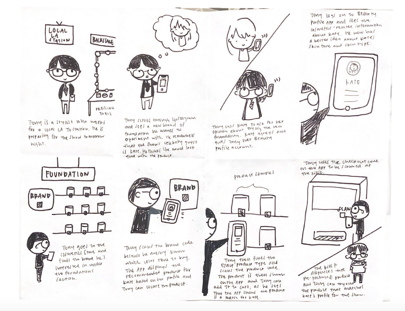 Tony uses the recommendation system in the App to buy cosmetics for another person using her Beauty Buddy profile.