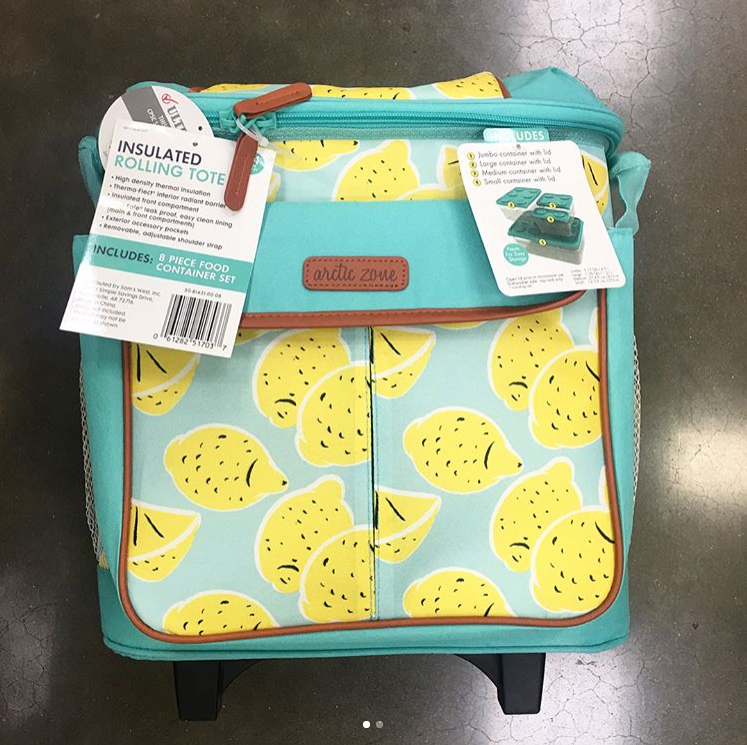 Lemon Patterned Insulated Rolling Tote by Arctic Zone