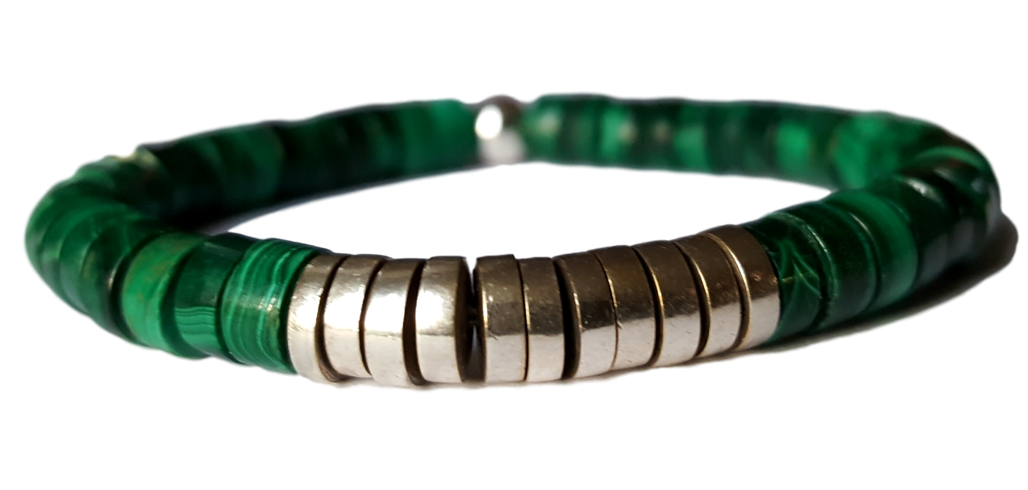 Meta -11 Bracelet Malachite with Silver Coated Brass.png