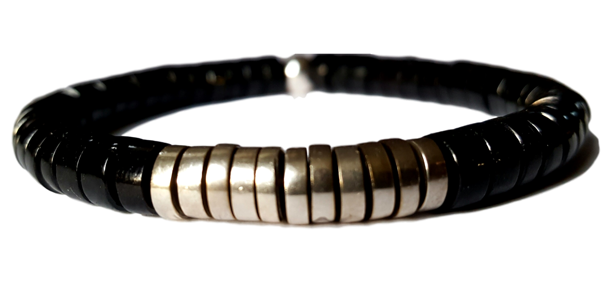 Meta-11 Bracelet Black Spinel with Silver Coated Brass.png