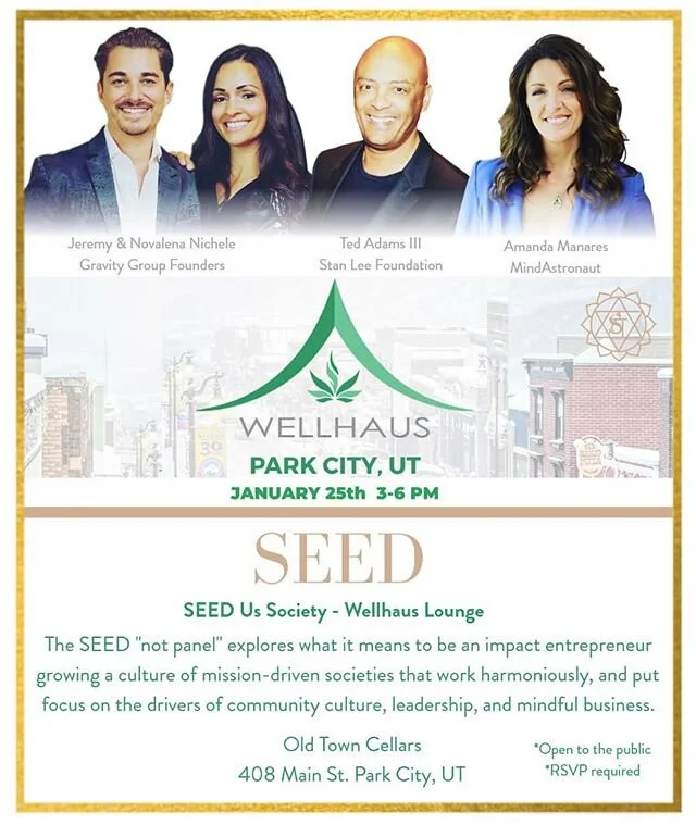 Ecstatic to be headed to Park City, UT for Sundance this week. This coming Saturday, I'll be speaking on a panel in the @thisiswellhaus Lounge for @seedussociety with my colleagues, Gravity Group Founders @jeremynichele &amp; @novalenanichele, as wel