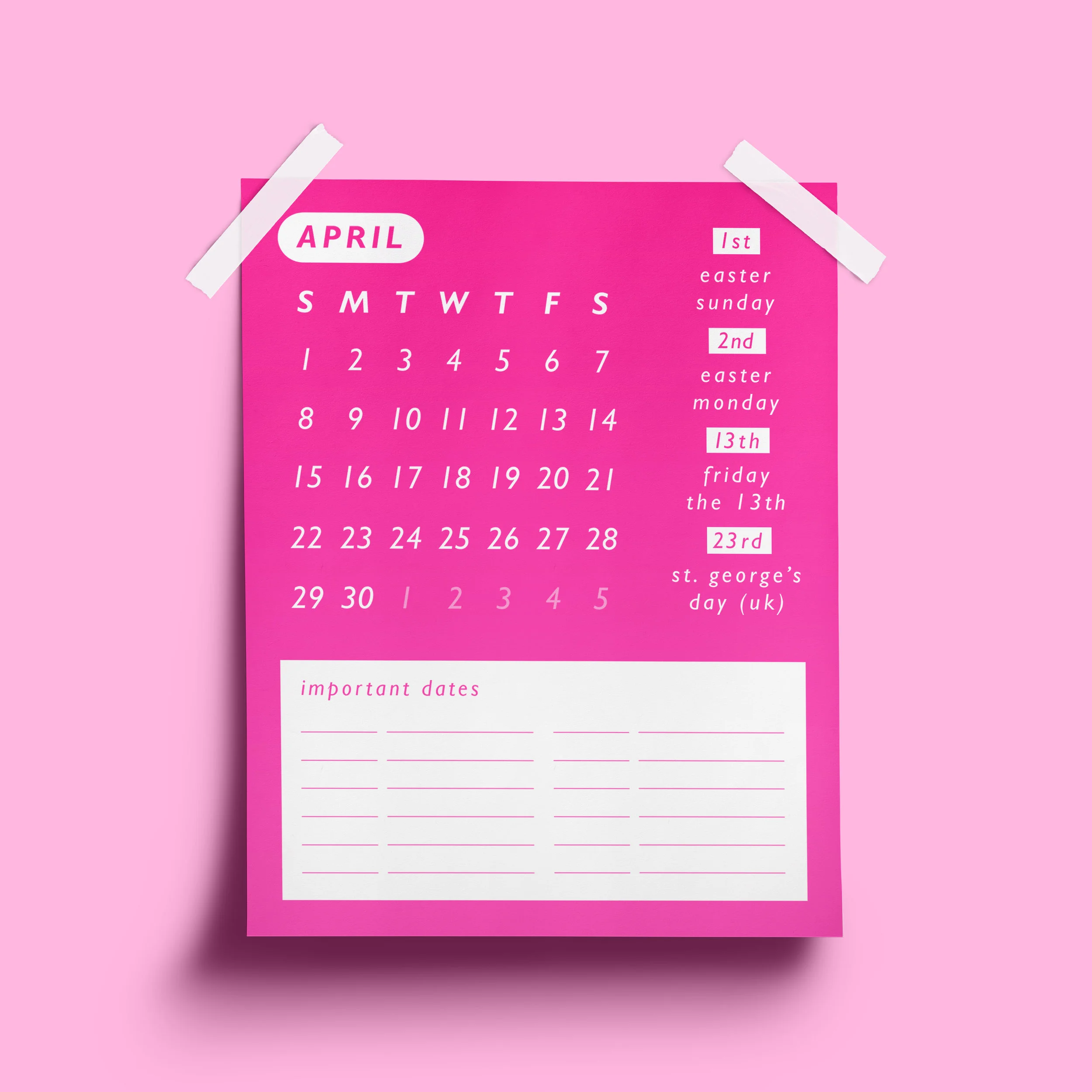It S A Printable Calendar April Ohh Deer Blog