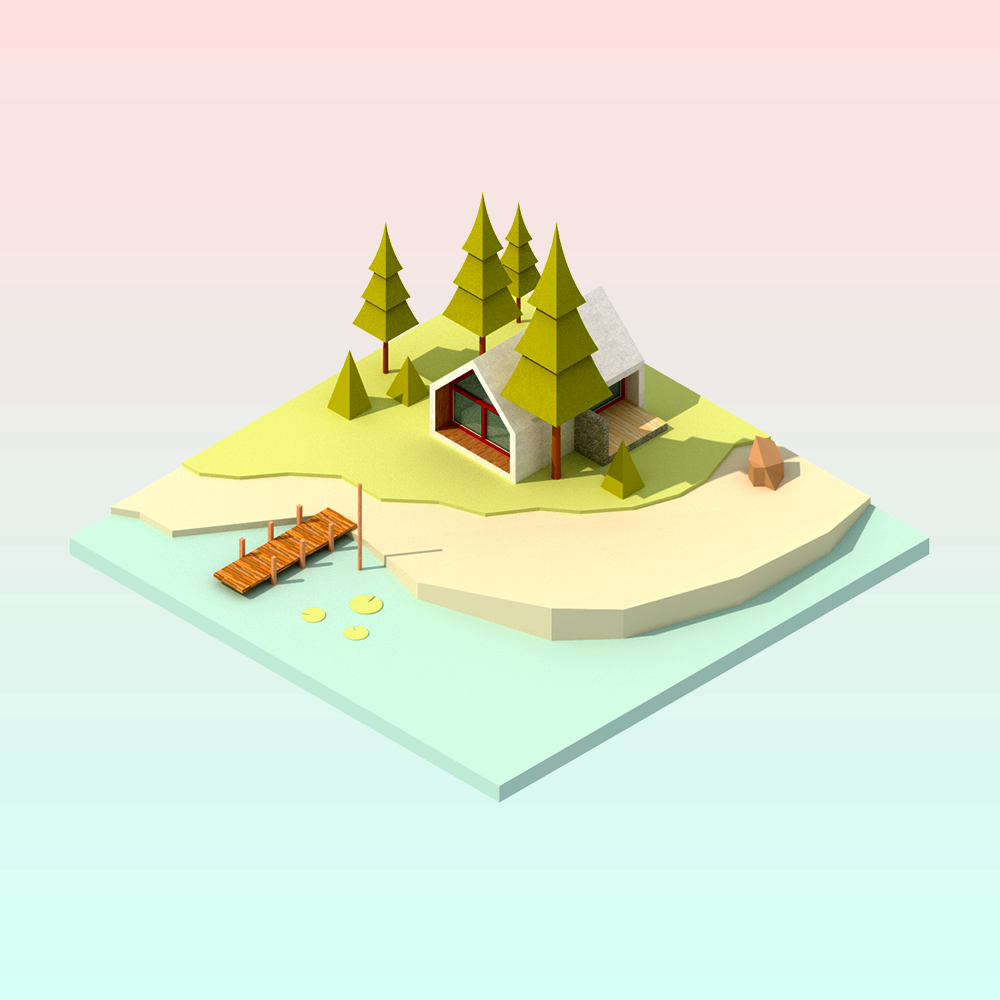 Lowpoly Lake House