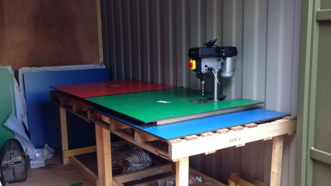 Off cuts of the Trespa Panels made for a great work bench