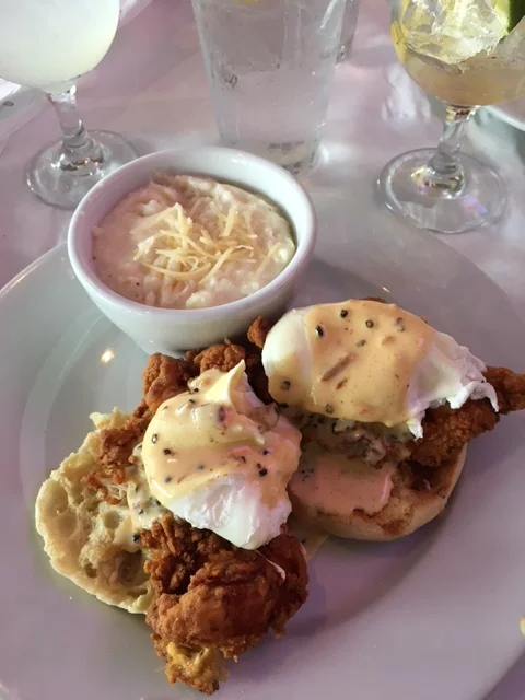 Fried Chicken Benedict at Huey's