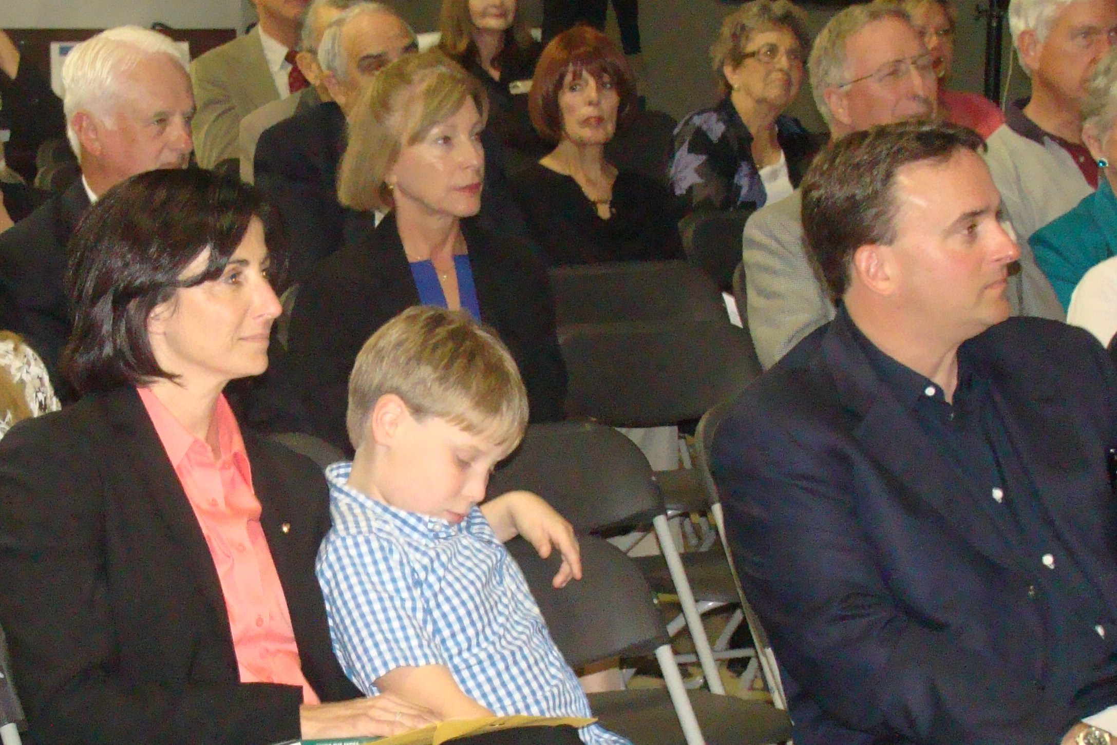 Nicole Stott and Family watching her Introduction, 28 Jan '12.JPG