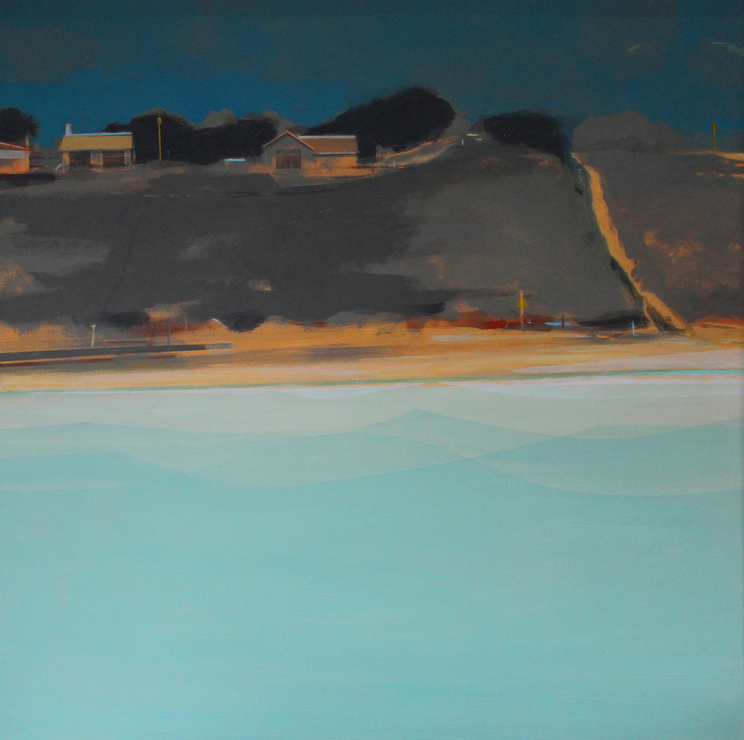 Beach houses, Hayle Estuary, 100x100 cm , acrylic on canvas, £sold.