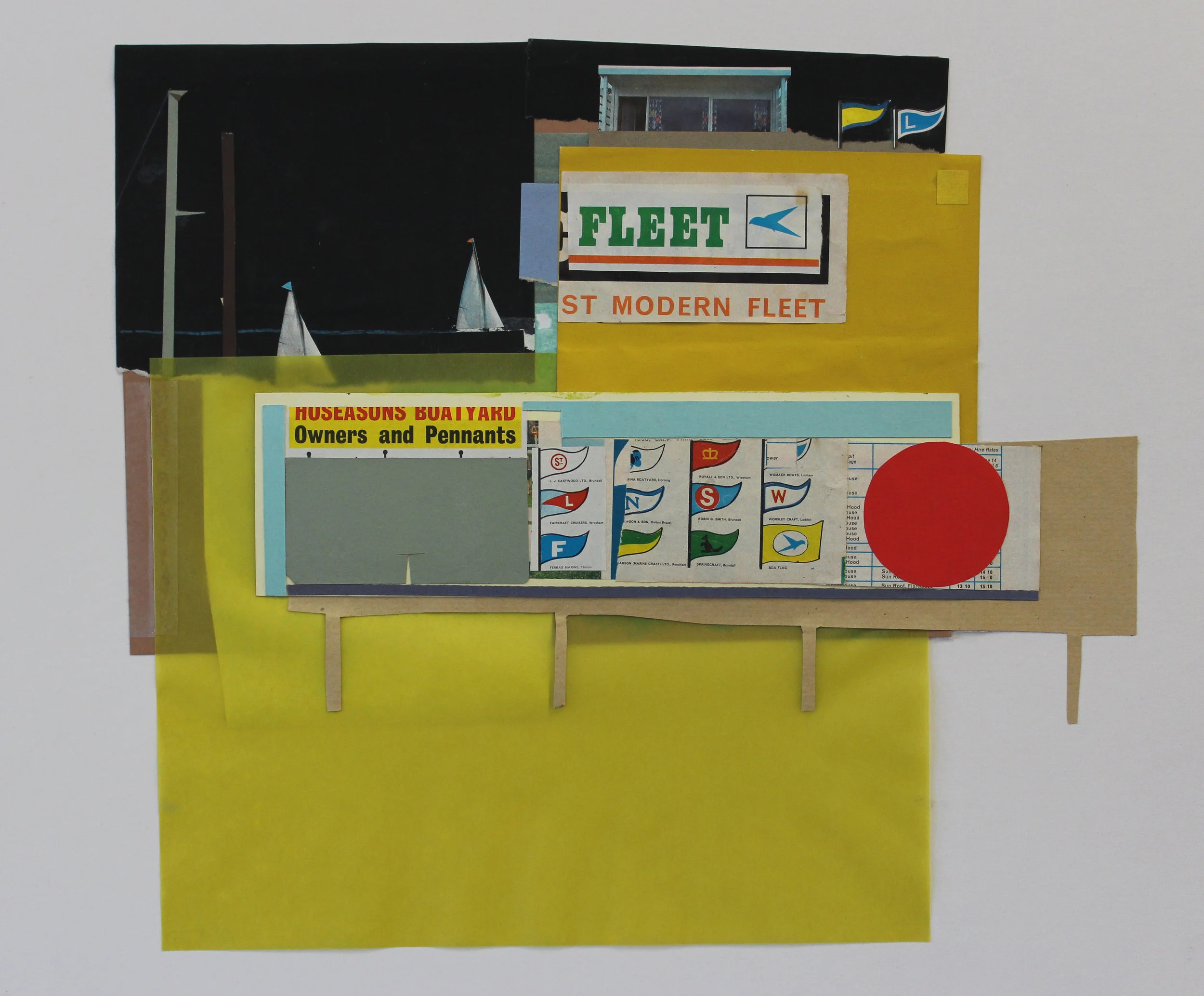 Boatyard and racing yachts, 37x32 cm, collage, £sold.