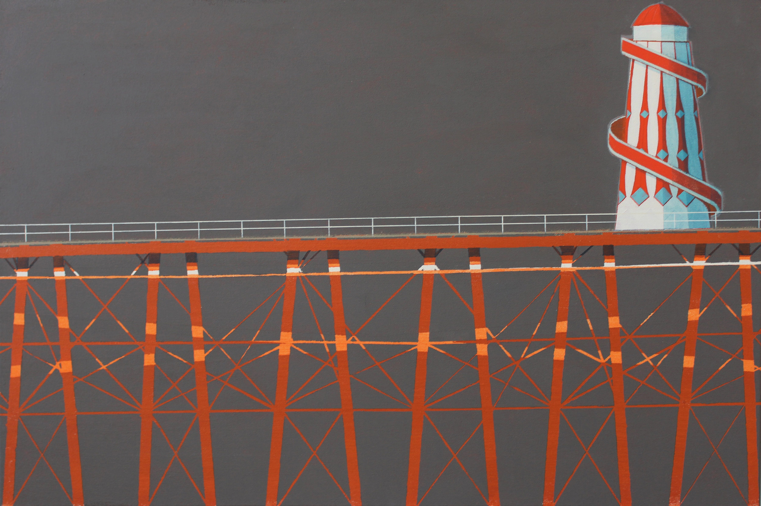 Pier and helterskelter, acrylic on canvas , 51x76 cm £sold.