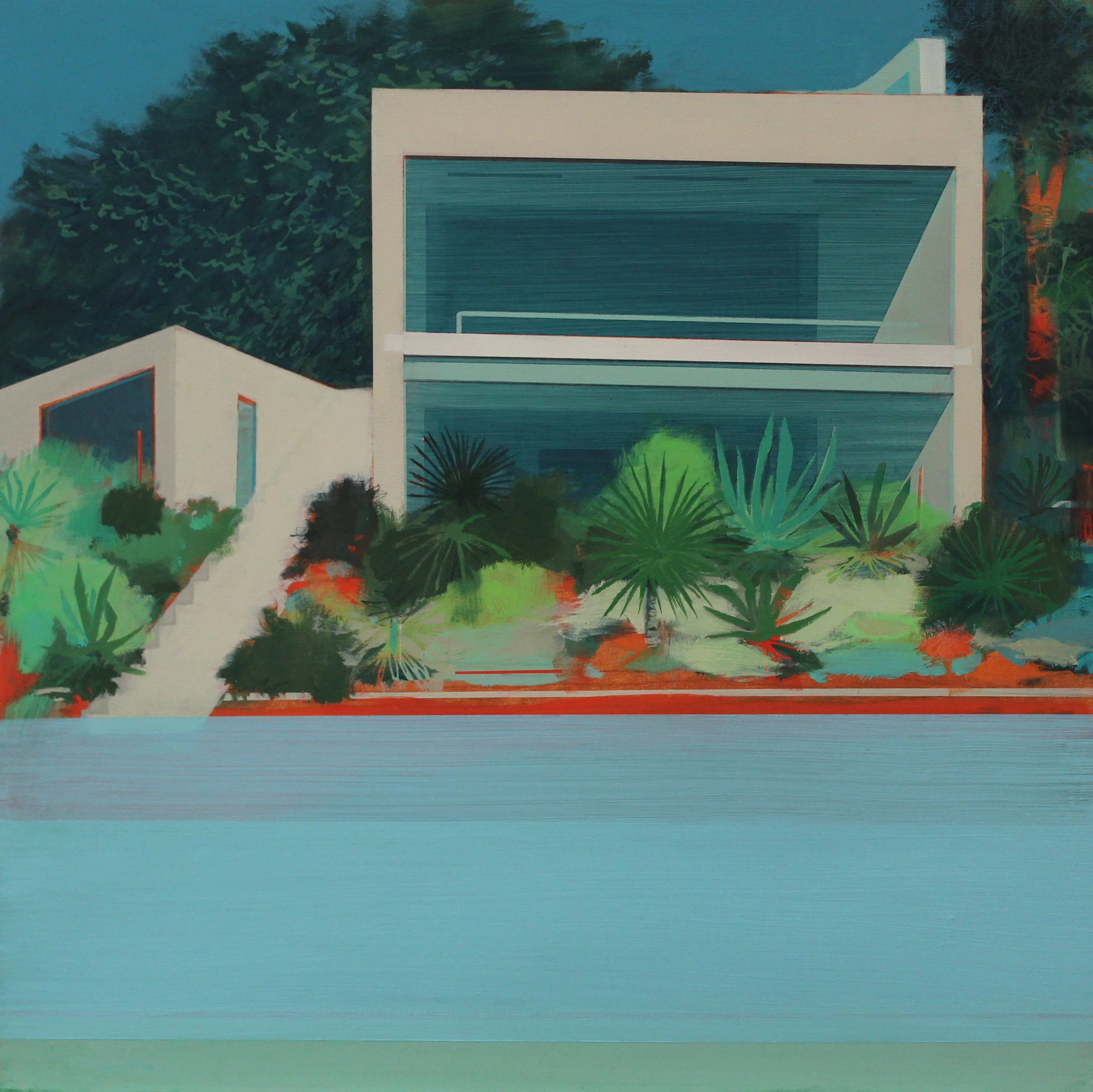 Creek Vean, Cornwall, acrylic on board, 50x50 cm £sold.
