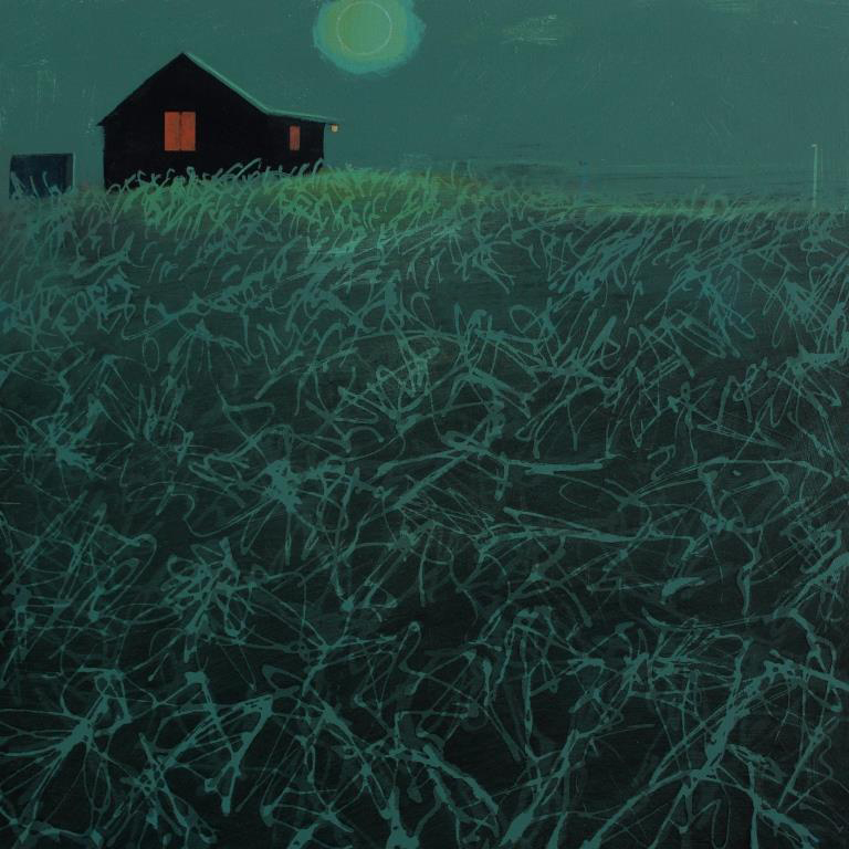Chalet nocturne, acrylic on board, 30x30 cm, £595.