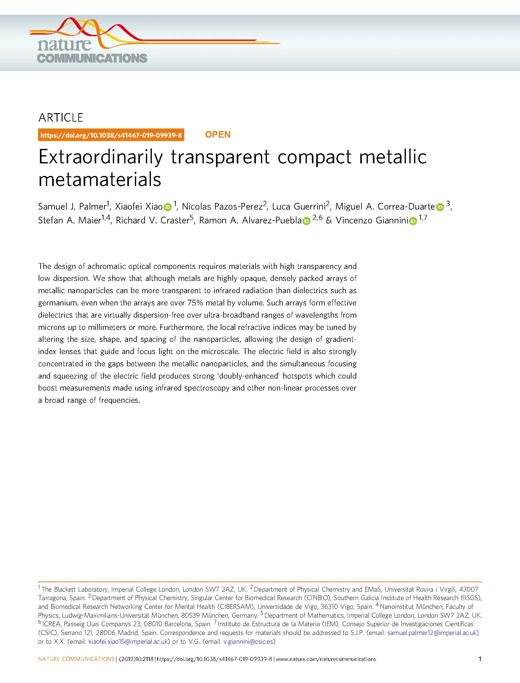Transparent effective dielectric metamaterials made of metals
