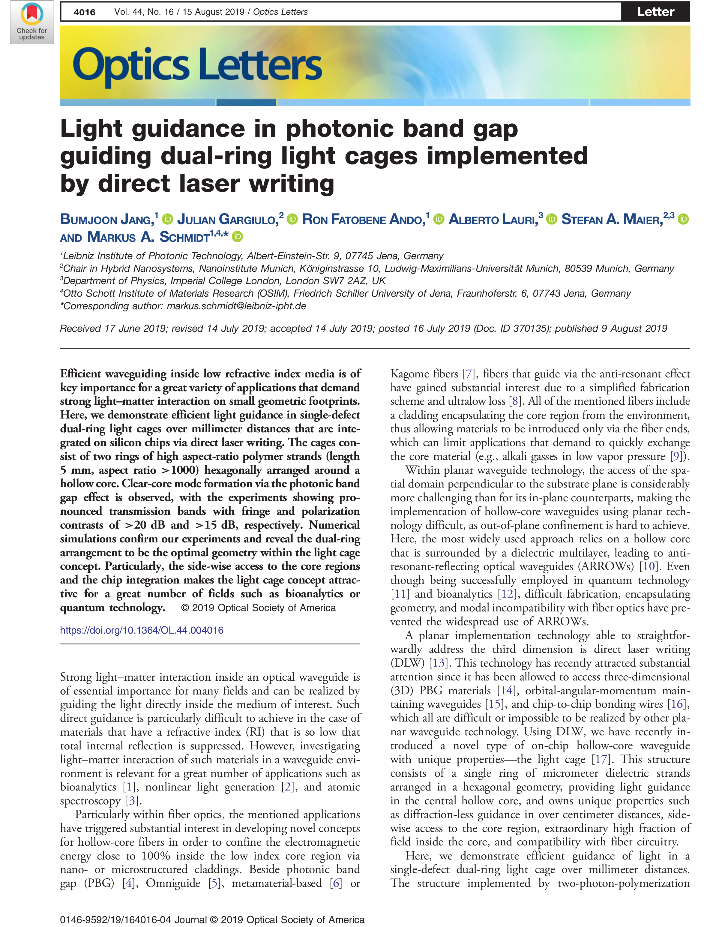 Optimized fiber cages for light