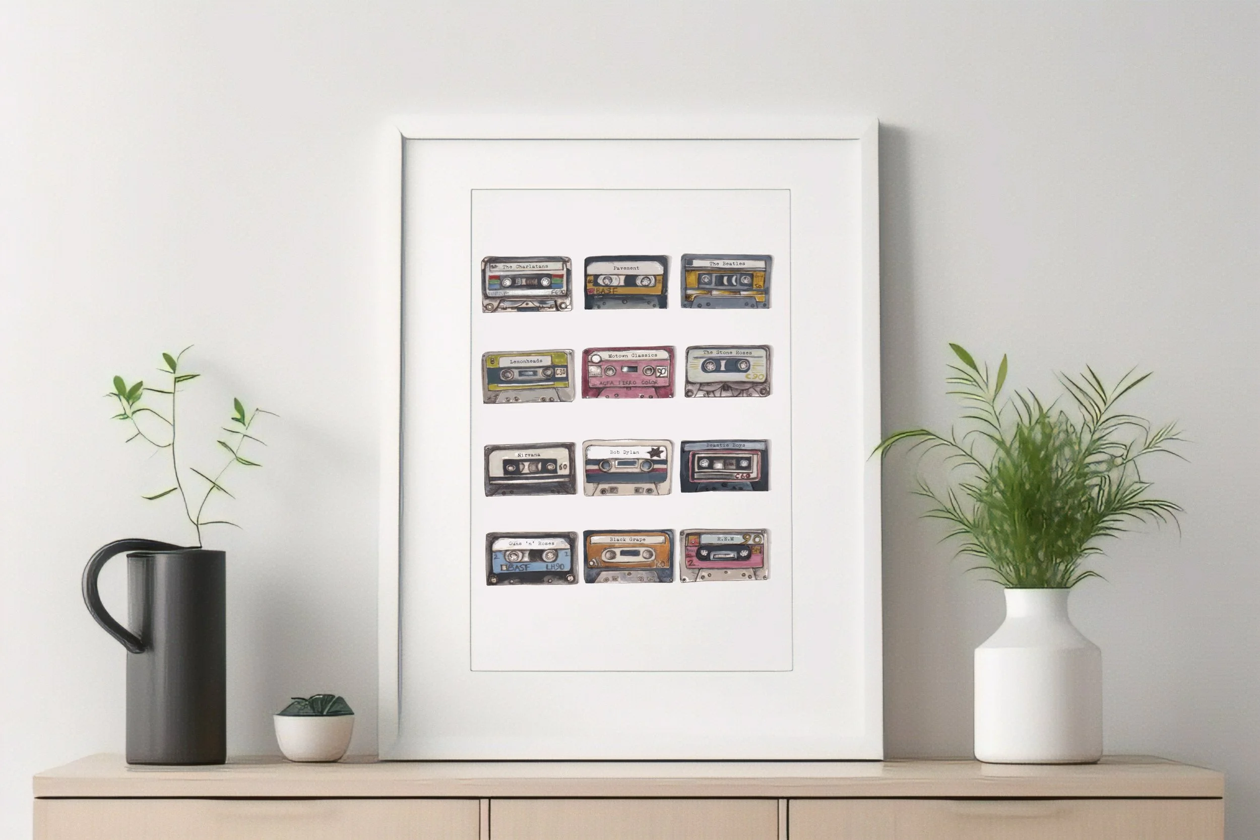 Music tapes on print.jpg