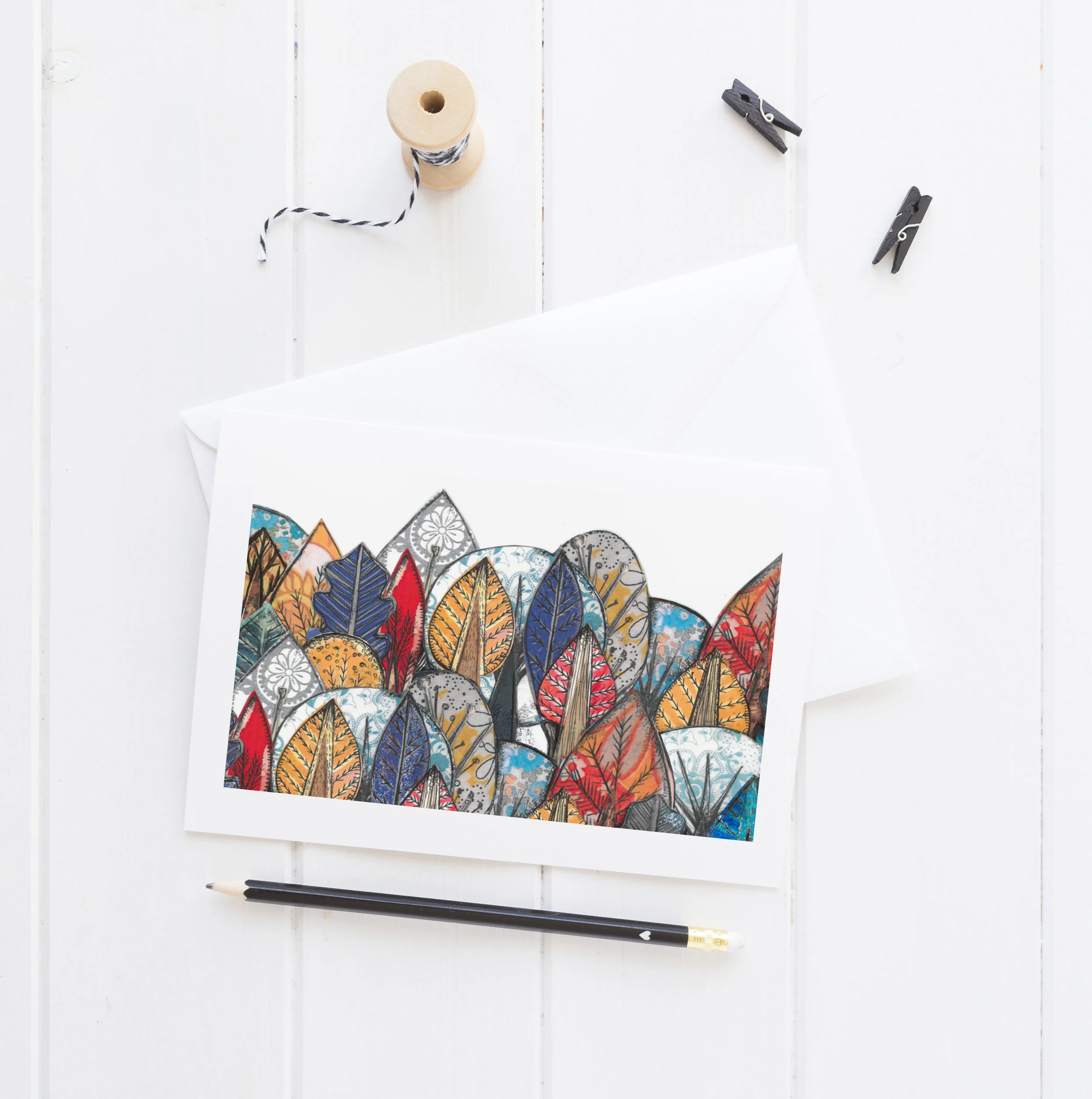 Patterned Trees Notelets — Mary's House Designs Art, cards and gifts.