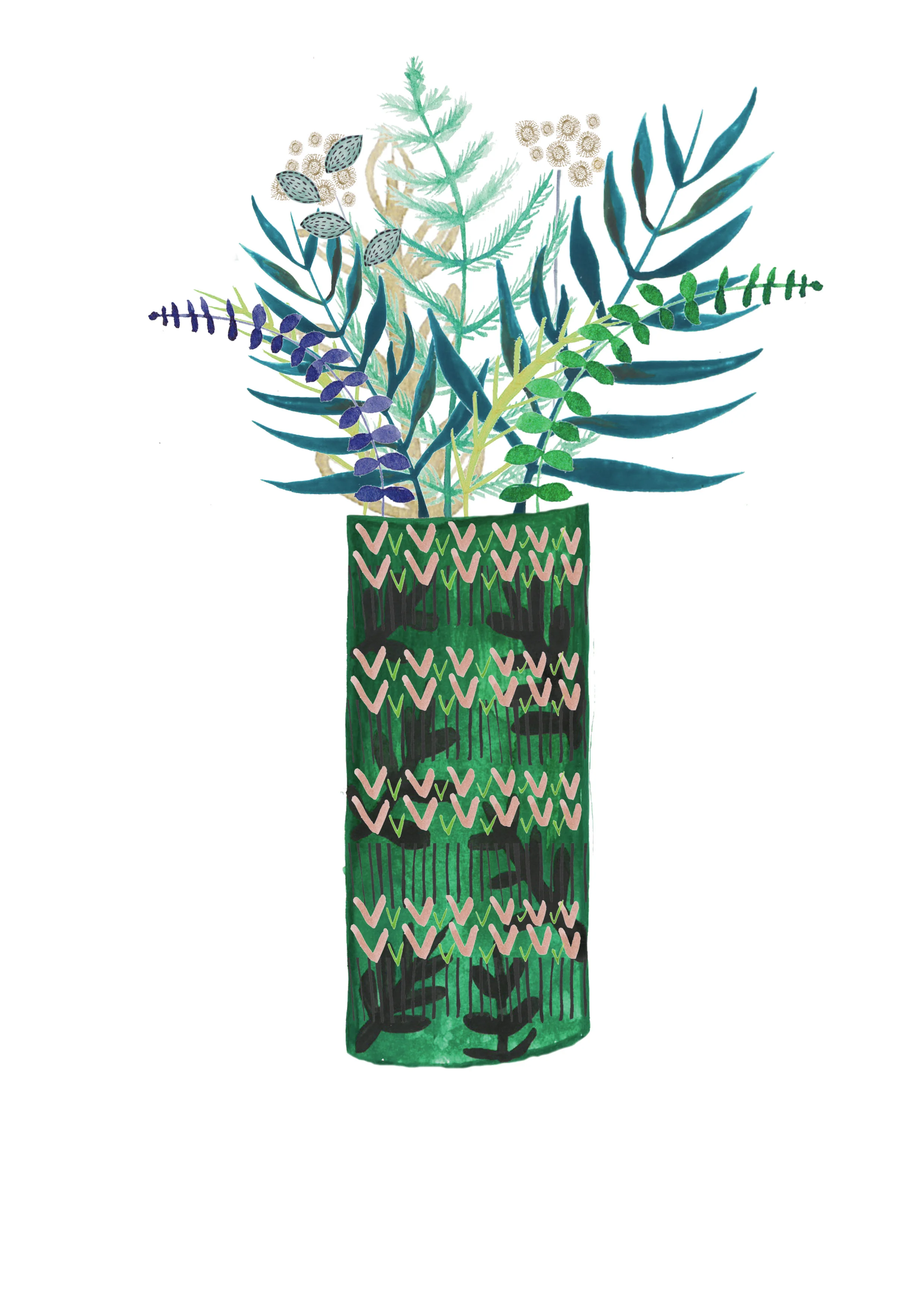 notes on dark green  pot with flowers.jpg