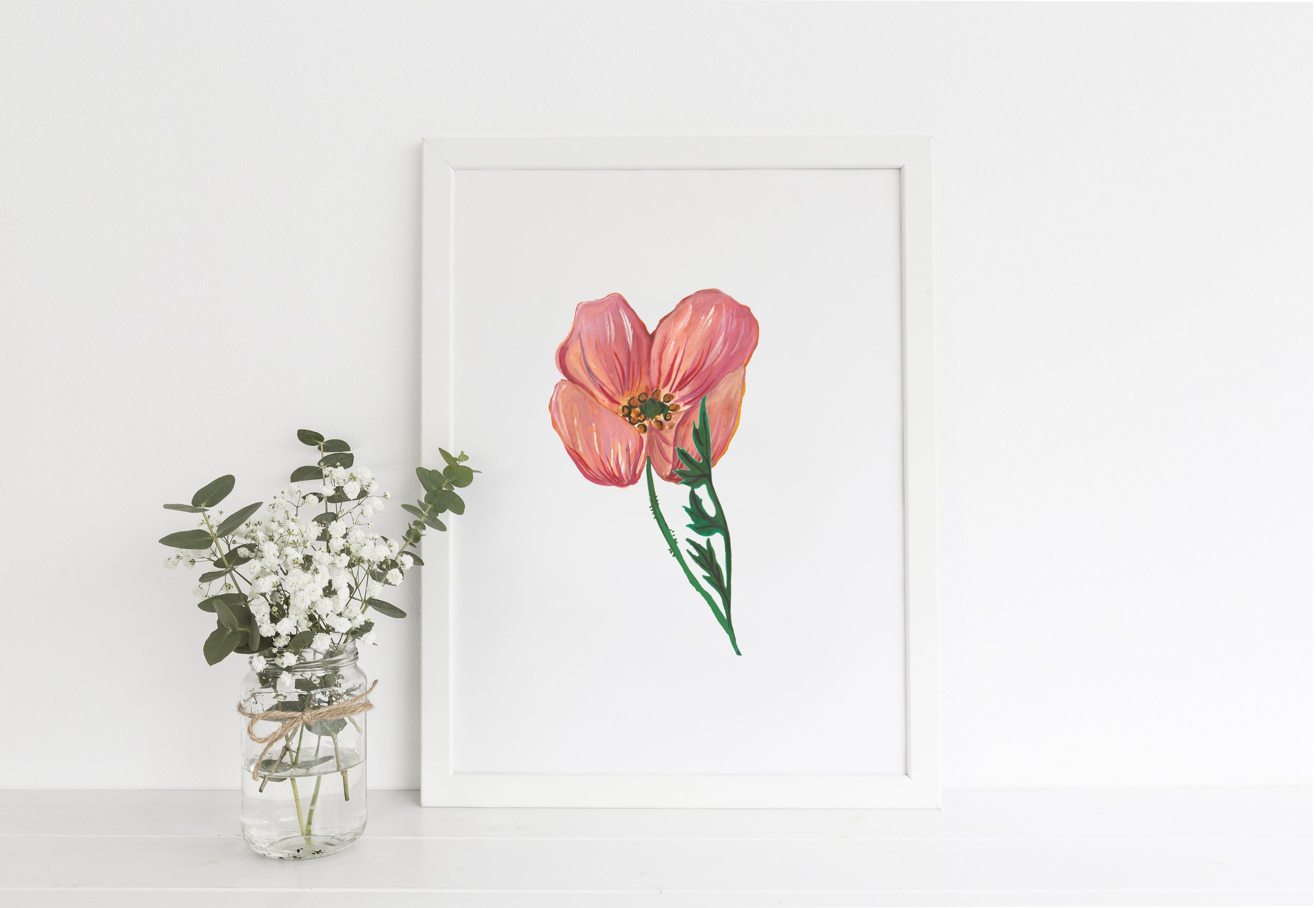 Personalised Poppy Art Print — Mary's House Designs Art, cards and gifts.