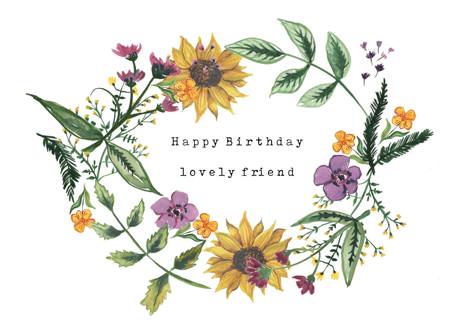 Happy Birthday lovely friend greeting card — Mary's House Designs ...