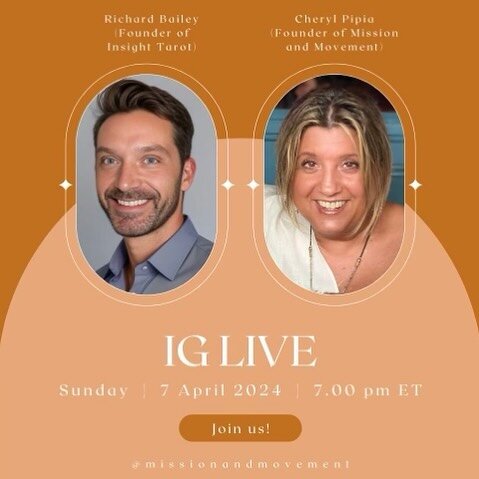 I hope you can join us tomorrow @ 7pm eastern for our IG Live.  Richard and I will be chatting about the energies at play how we can utilize them to nourish our long term visions. 💕.