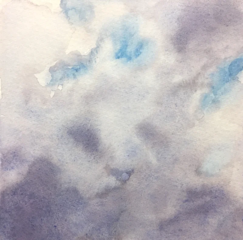 Skylight VIII original watercolor, 2017 5 x 5 ", framed 11 x 11"