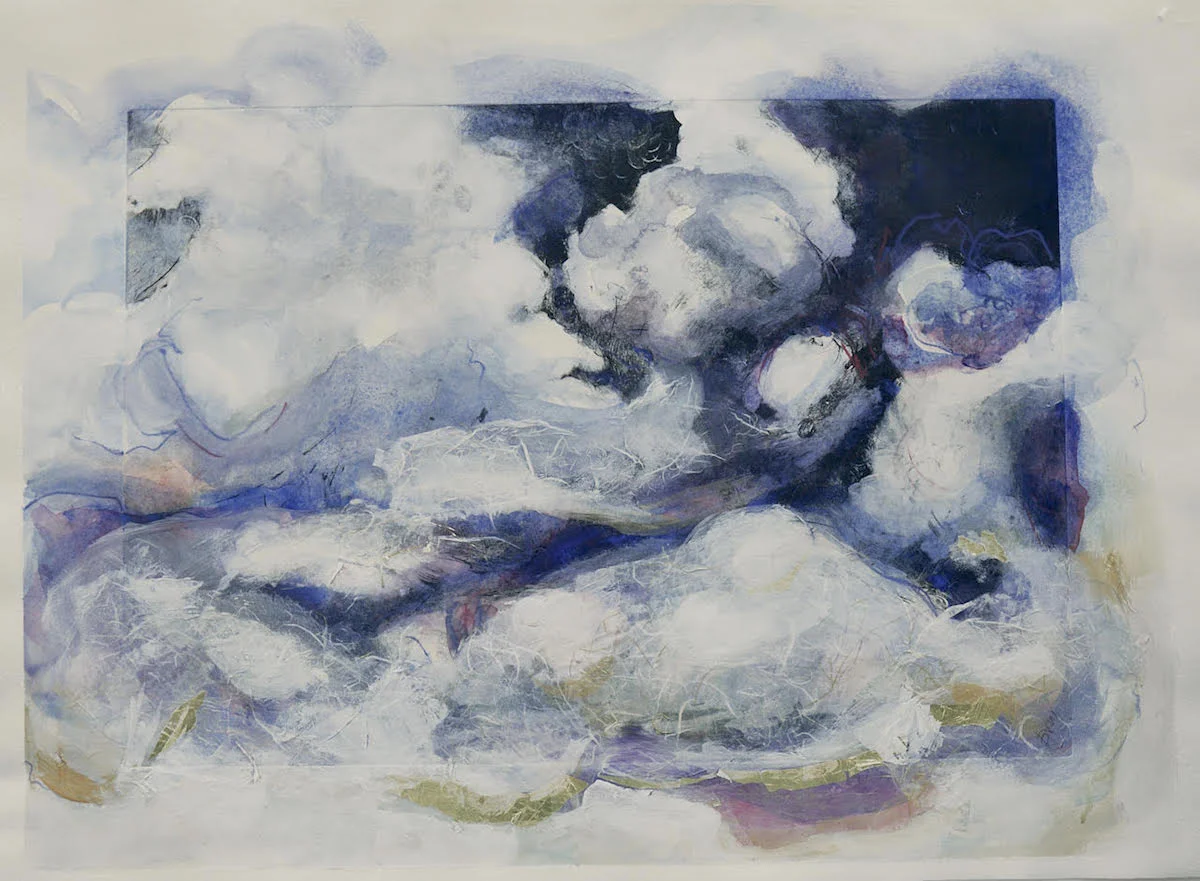 Clouds of Joy Solar plate etching and watercolor on archival paper 22”x 30”x 0.1”, 2018