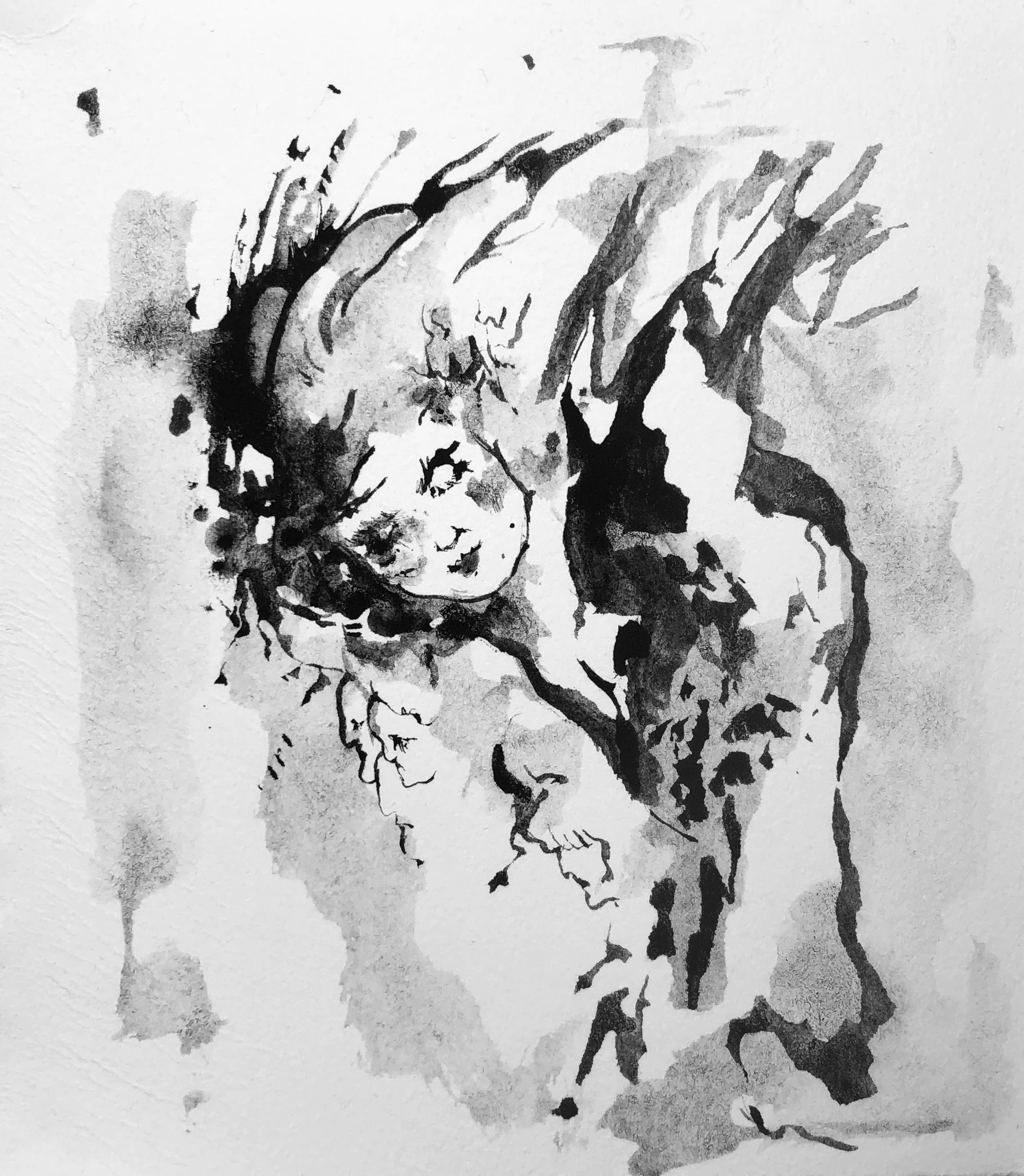 In Dreams Robyn Tang Black Ink on Hahnemuhle Etching Paper Paper Size: 5.5”w x 6”h 2017