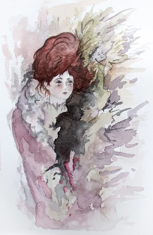Pearls Daily Robyn Tang Watercolor in 9x12 frame 2016