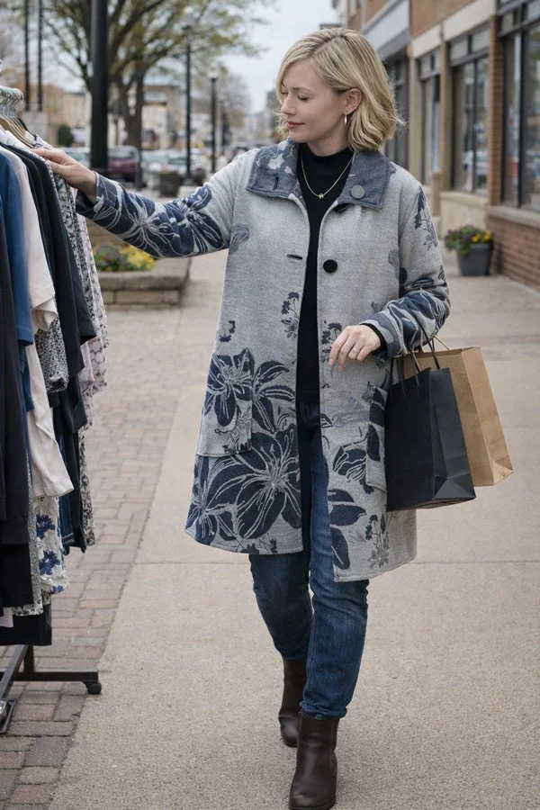 Navy / White Reversible Coat – Wild Lilies Collection