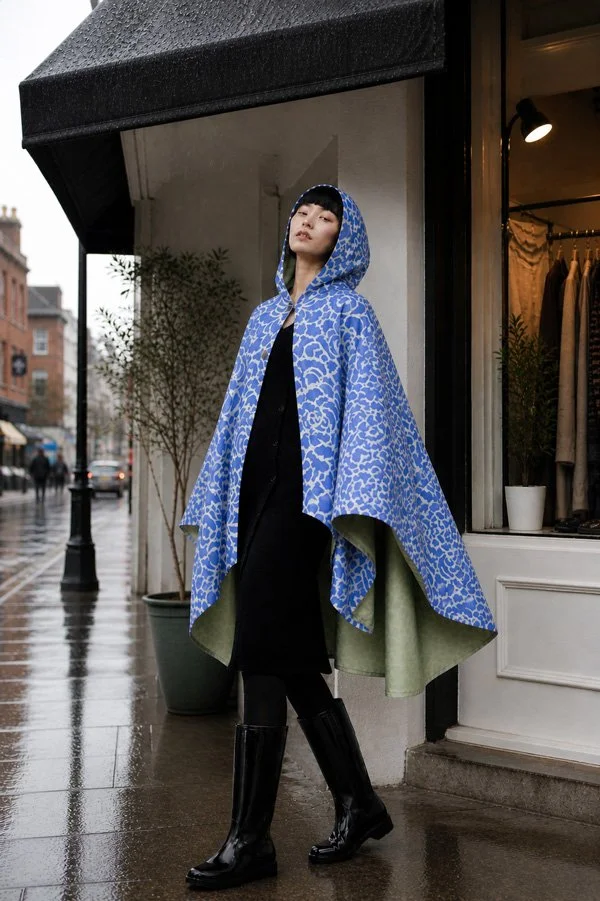 Blue Nautilus Reversible Rain Cape - Coastal Collection
