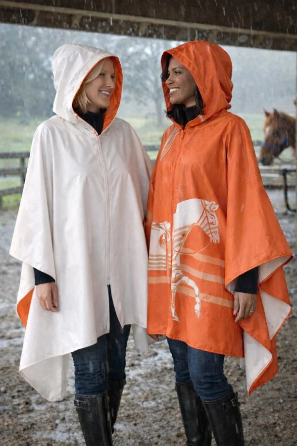 Orange / White Rain Cape - Horse Corral Collection