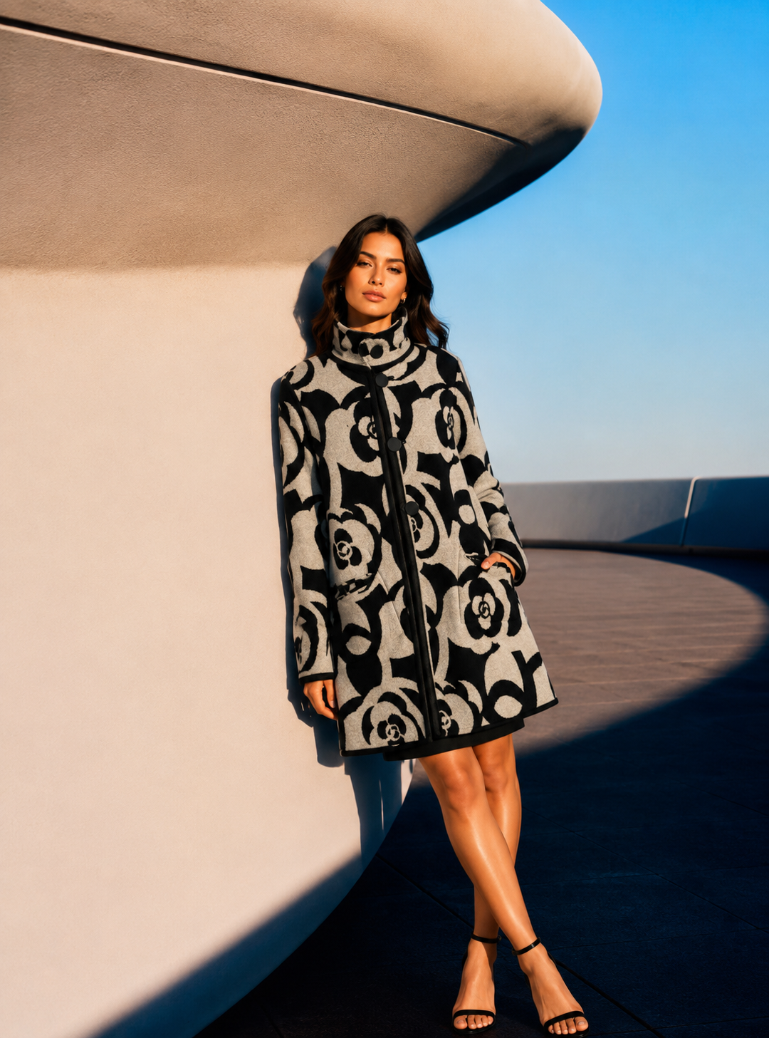 Black / White Reversible Coat – Moon Rose Collection