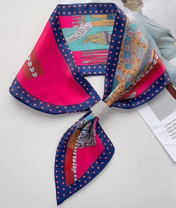 Red Ribbon and Reins Gem Loop Scarf