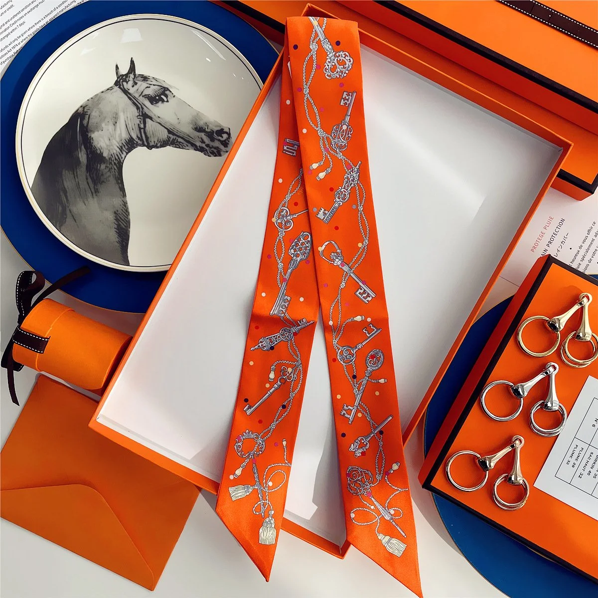 Orange Key Ribbon Scarf