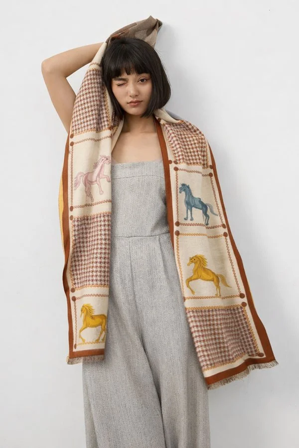 380E-1651BR-Whimsical-horse-themed-scarf-and-pose.jpg