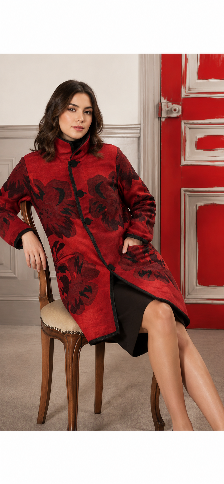 Red / Black Reversible Coat – Rose Collection