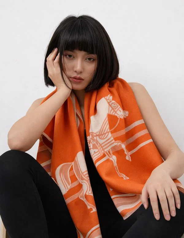 Orange / Cream Horse Corral Reversible Wrap