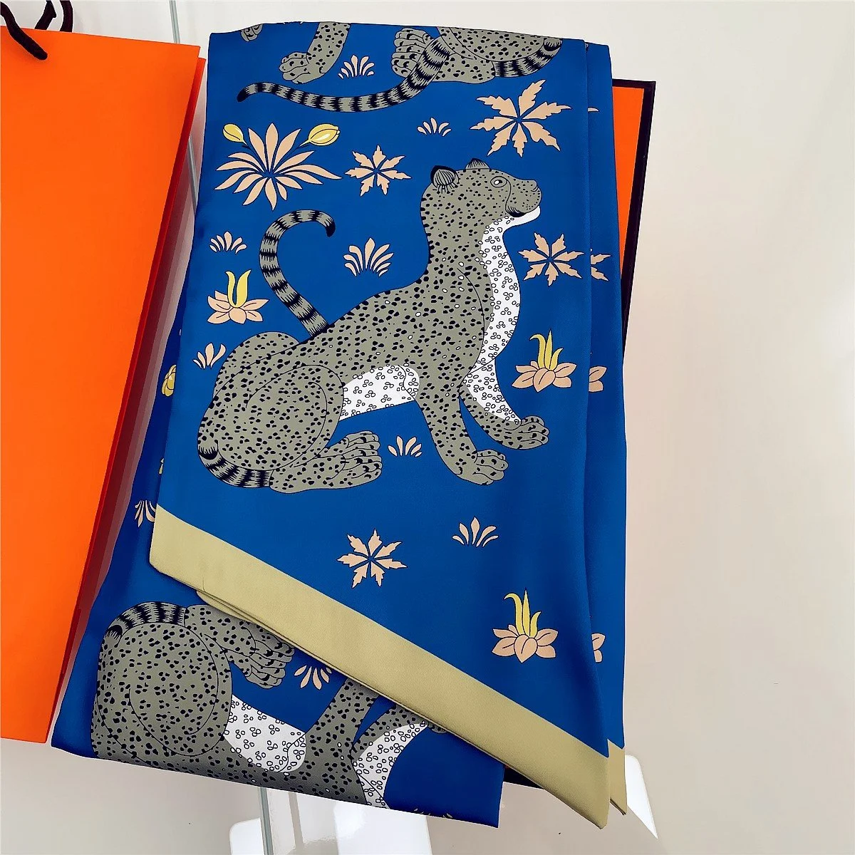 Blue Bow Scarf – Cheetah Collection