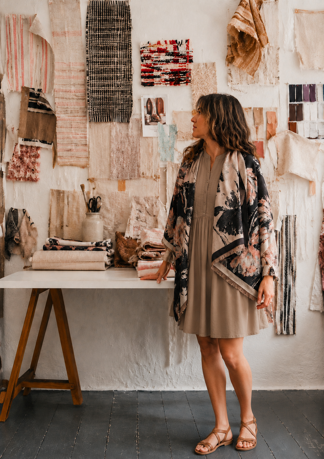 Black / Orange Peonies Reversible Wrap